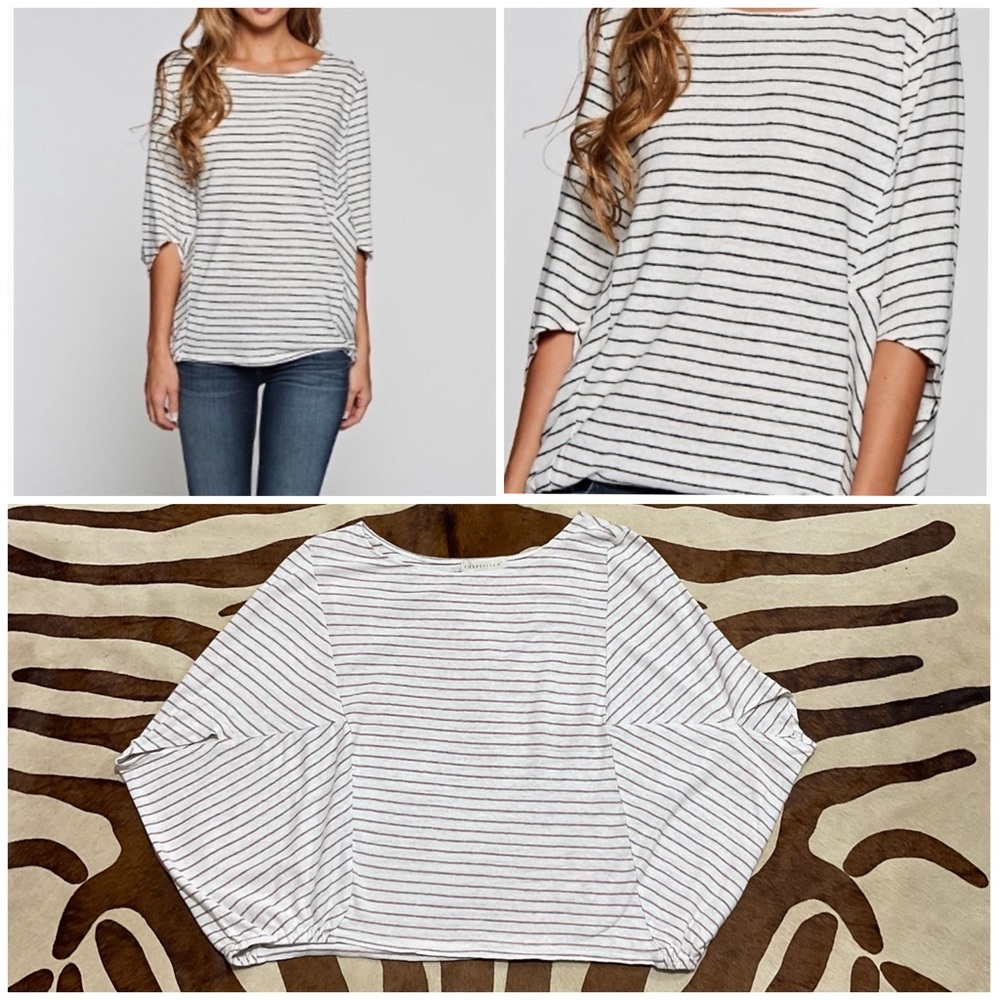lovestitch Dolman Top size small medium brown and white striped
